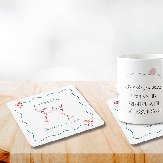 Martini応援から21歳の誕生日パーティー スクエアペーパーコースター