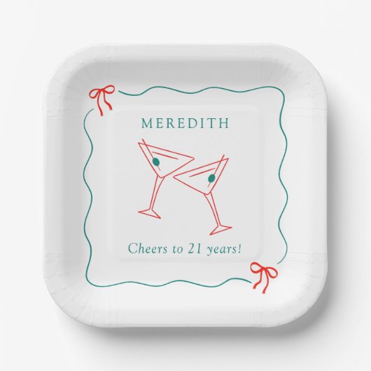 Martini応援から21歳の誕生日パーティー ペーパープレート (正面)