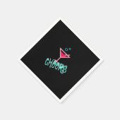 Martini – アルコールドリンクポップ・アートのアート、ピンク&ターコイズ スタンダードカクテルナプキン (角)