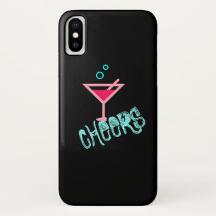 Martini – アルコールドリンクポップ・アートのアート、ピンク&ターコイズ iPhone x ケース