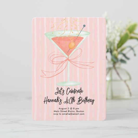 Martini and a Bow Milestone Birthday 招待状 (スタンド正面)