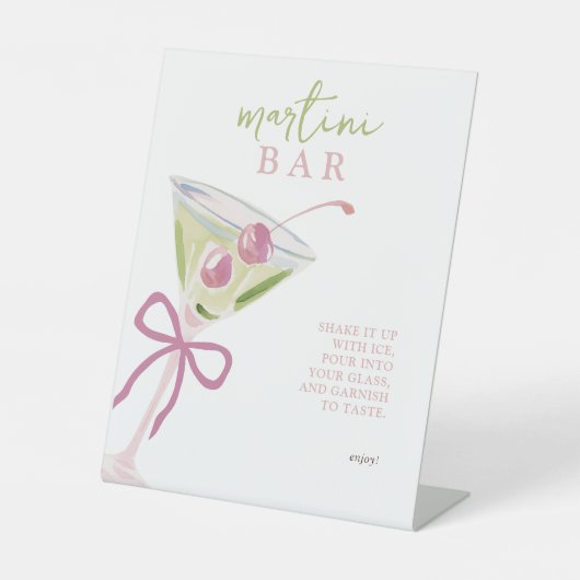 Martini Bar Chic Modern Bridal Shower 台座サイン (正面)
