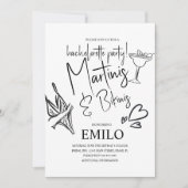 Martini Bikini Doodles Beach Bachelorette’s Party 招待状 (正面)