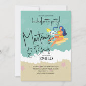 Martini Bikini Fun Beach Bachelorette’s Party 招待状 (正面)
