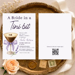 Martini Bride in a Tini Bit QR Code Bridal Shower 招待状<br><div class="desc">Martini bride in a tini bit bridal shower invitation featuring a playful cocktail theme and an integrated QR code. Designed so guests can quickly scan to view event details, RSVP, or registry information. Ideal for martini themed bridal showers, cocktail parties, and modern pre wedding celebrations. Editable text and QR destination...</div>