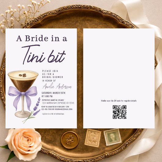 Martini Bride in a Tini Bit QR Code Bridal Shower 招待状