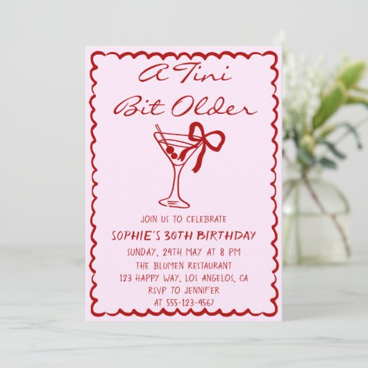 Martini Cocktail A Tini Bit Older 30th Birthday 招待状 (スタンド正面)