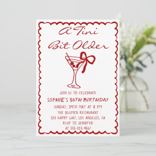 Martini Cocktail A Tini Bit Older 30th Birthday 招待状 (スタンド正面)