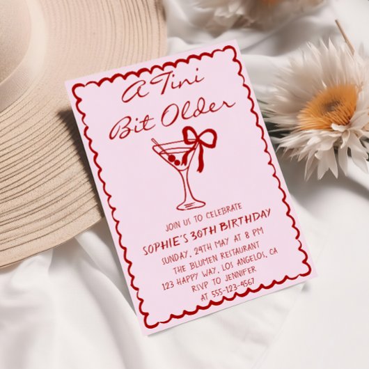 Martini Cocktail A Tini Bit Older 30th Birthday 招待状