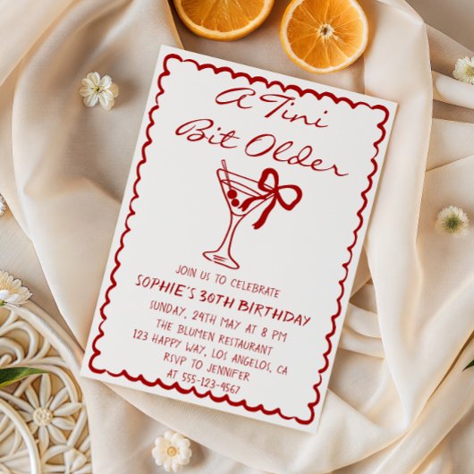 Martini Cocktail A Tini Bit Older 30th Birthday 招待状