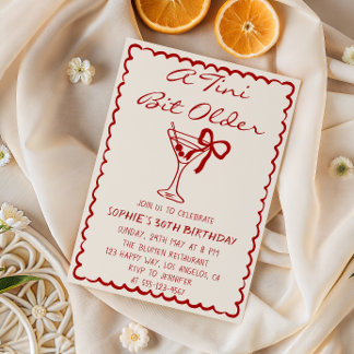 Martini Cocktail A Tini Bit Older 30th Birthday 招待状