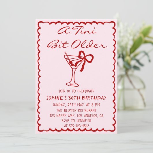 Martini Cocktail A Tini Bit Older 30th Birthday 招待状 (スタンド正面)