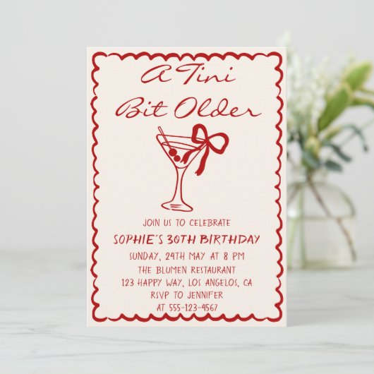 Martini Cocktail A Tini Bit Older 30th Birthday 招待状 (スタンド正面)