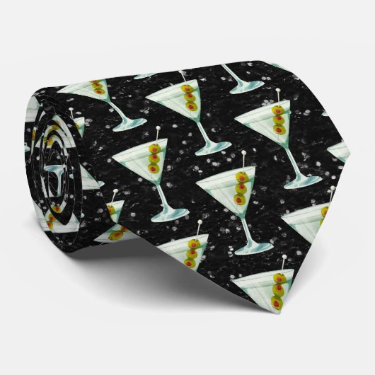 Martini Cocktail Pattern ネクタイ (ロール)