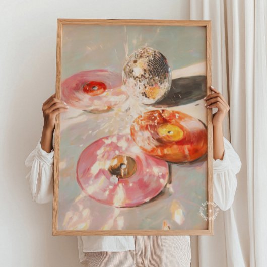 Martini & Disco Ball Art Print: Light Pink Bar Car ポスター