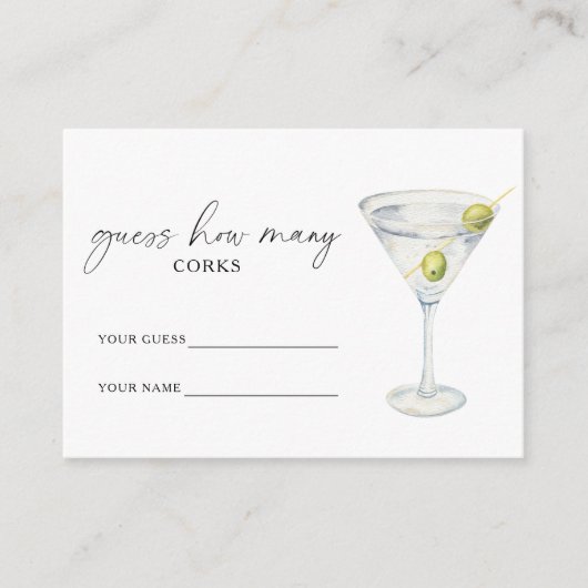 Martini & Matrimonyいくつのコルクブライダルゲーム エンクロージャーカード (正面)
