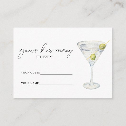 Martini & Matrimonyどのように多くのオリーブブライダルゲーム エンクロージャーカード (正面)