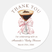 Martini Pink Baby Shower Thank you Sticker ラウンドシール (正面)