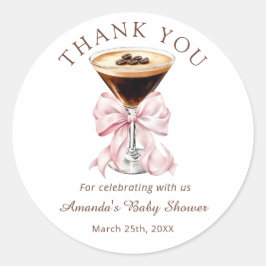 Martini Pink Baby Shower Thank you Sticker ラウンドシール