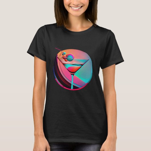 Martini Synthwave 80s Retrowave Aesthetic Tシャツ (正面)