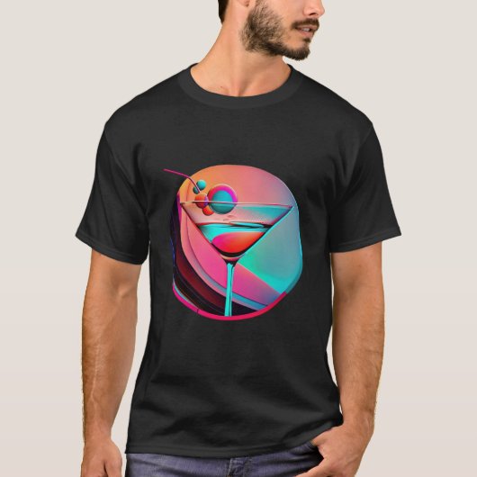 Martini Synthwave 80s Retrowave Aesthetic Tシャツ (正面)