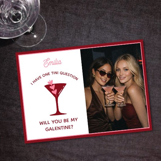 Martini Themed Galentine's Day - Cute Bestie Pink シーズンカード