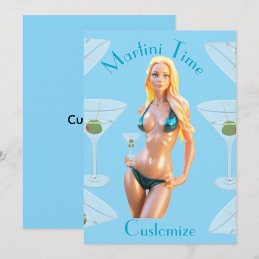 Martini time Bikini Babe Thunder_Cove  招待状 (正面/裏面)