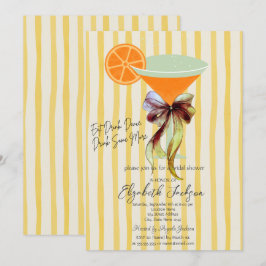 Martini Yellow Stripes Bow Bridal Shower 招待状