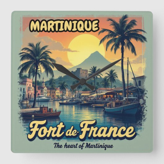 MARTINIQUE スクエア壁時計 (正面)