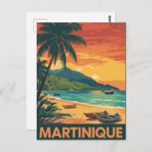 Martinique Vintage Beach ポストカード (正面/裏面)