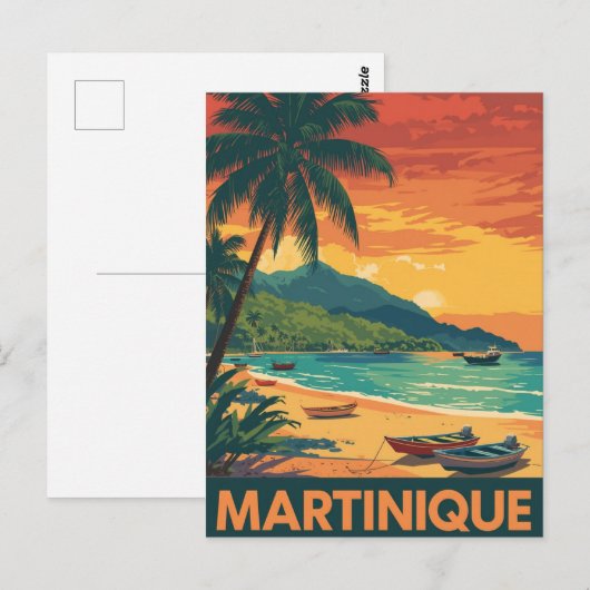 Martinique Vintage Beach ポストカード (正面/裏面)