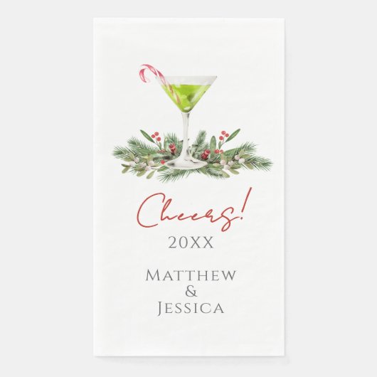 Martinis and Mistletoe Custom Holiday Guest Towels (正面)
