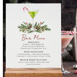 Martinis and Mistletoe Holiday Party Bar Menu アクリルサイン