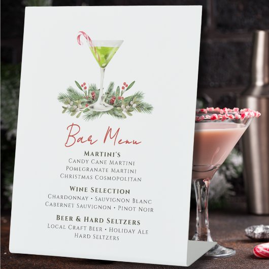 Martinis and Mistletoe Holiday Party Bar Menu 台座サイン
