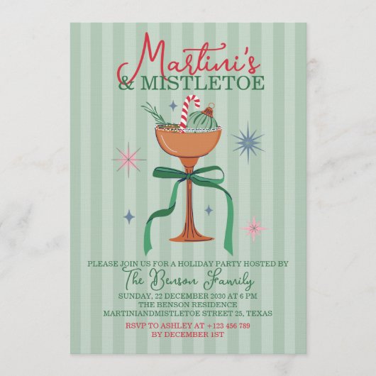 Martini's & Mistletoe Christmas Cocktail event 招待状 (正面)