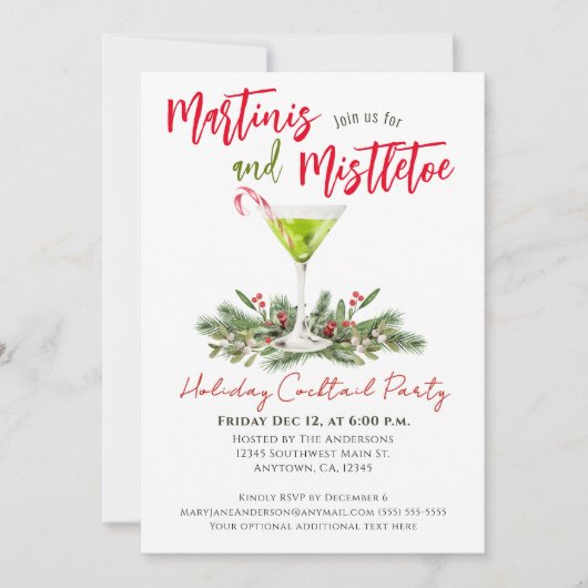 Martinis & Mistletoe Holiday Cocktail Party    招待状 (正面)