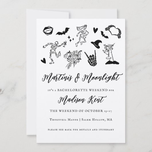 Martinis & Moonlight Spooky Bachelorette Weekend 招待状 (正面)