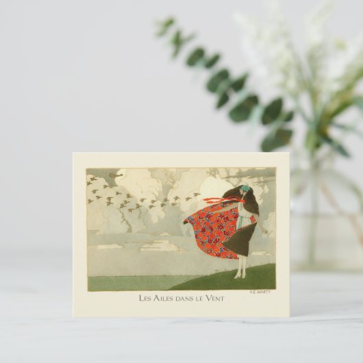 Martyヴィンテージアールデコファッション翼の風 ポストカード (スタンド正面)