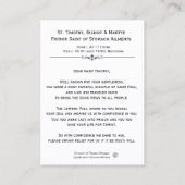 Martyr Prayer Holy Card St.テモテの司教 名刺 (裏面)
