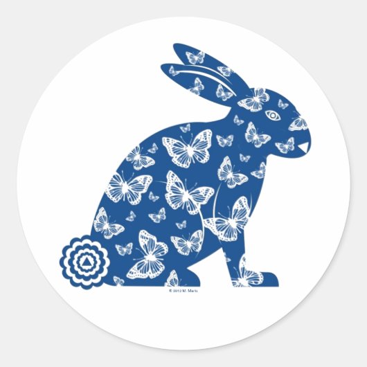 Martzkin Easter Bunnyステッカー© 2012 M.マーツ ラウンドシール (正面)