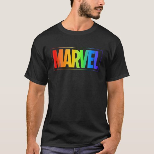 Marvelレインボーグラデーションロゴタンクトップ Tシャツ (正面)