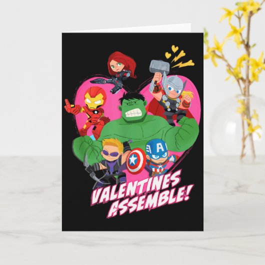 Marvel Avengers Valentines Emble  カード (黄色い花)