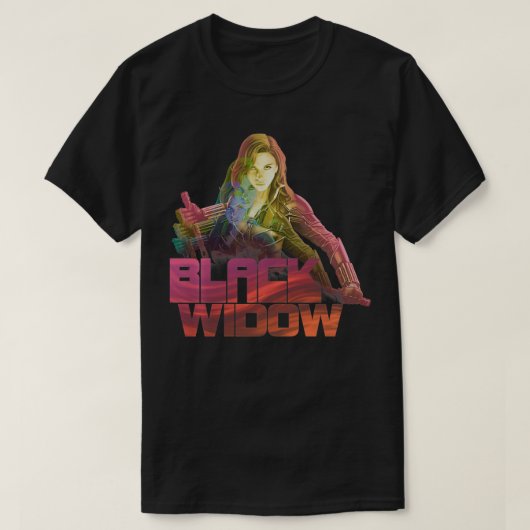 Marvel Black Widow Stacked Portrait Logo Pullover Tシャツ (デザイン正面)