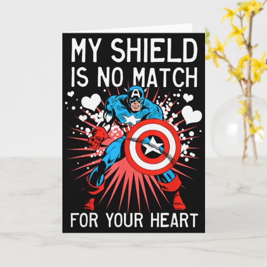Marvel Captain America Shield Heart Valentine Grap カード (黄色い花)