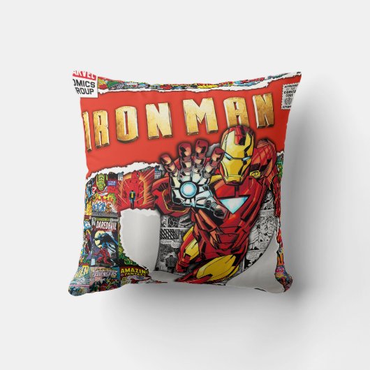 marvel comics iron man Throw Pillow クッション (裏面)