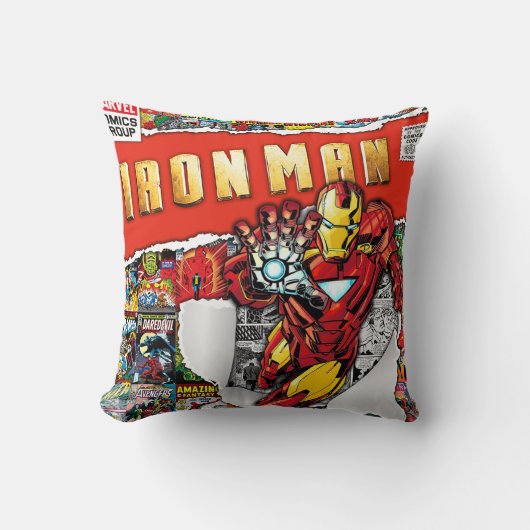marvel comics iron man Throw Pillow クッション (正面)