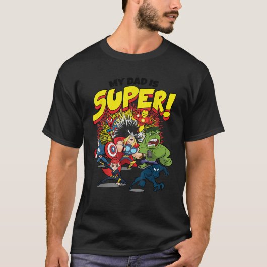 Marvel Father s Day My Dad Is Super Avengers Break Tシャツ (正面)