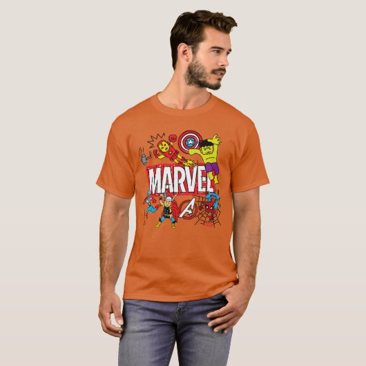 Marvel Sketch retro Tシャツ (正面フル)