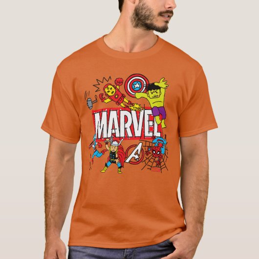 Marvel Sketch retro Tシャツ (正面)