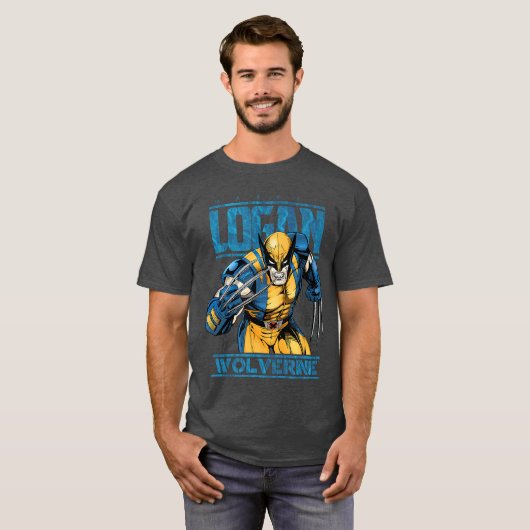 Marvel Wolverine Classic Logan Retro Comic Logo gi Tシャツ (正面フル)